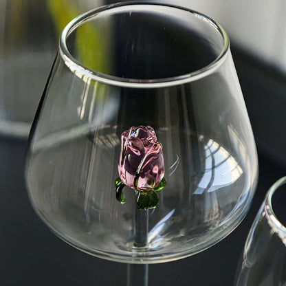 Creatieve Rode Witte Wijnglazen 3d Roze Glazen Roos Ingebouwde Beker Glaswerk Bekers Champagne Fluit Huishouden Mooi Cadeau
