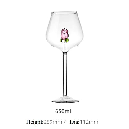 Creatieve Rode Witte Wijnglazen 3d Roze Glazen Roos Ingebouwde Beker Glaswerk Bekers Champagne Fluit Huishouden Mooi Cadeau