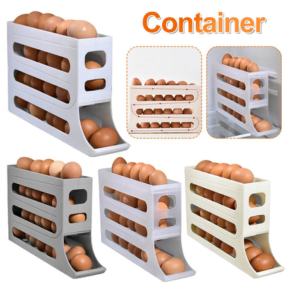 Slide Egg Storage Box Refrigerator Side Door Storage Box Egg Rolling Food Grade Egg Holder Tray Automatic Egg Rolling Egg