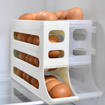 Slide Egg Storage Box Refrigerator Side Door Storage Box Egg Rolling Food Grade Egg Holder Tray Automatic Egg Rolling Egg