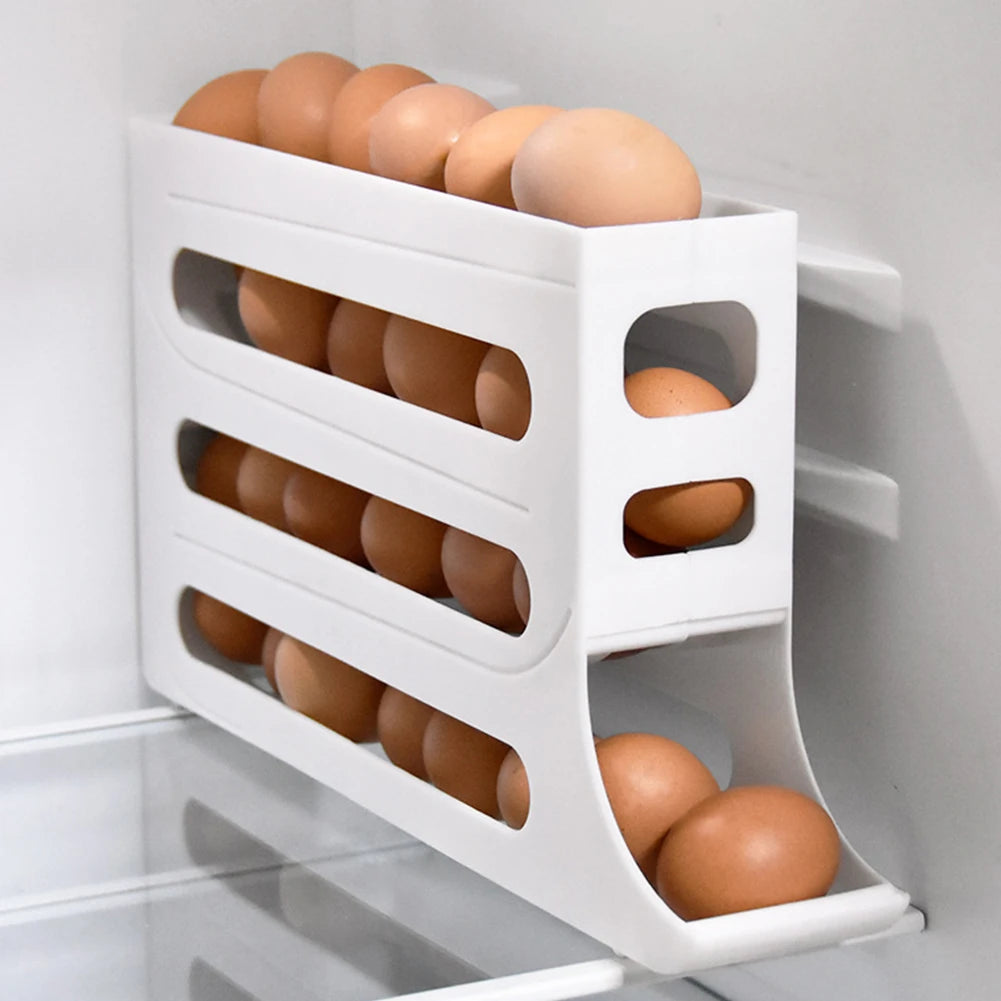 Slide Egg Storage Box Refrigerator Side Door Storage Box Egg Rolling Food Grade Egg Holder Tray Automatic Egg Rolling Egg