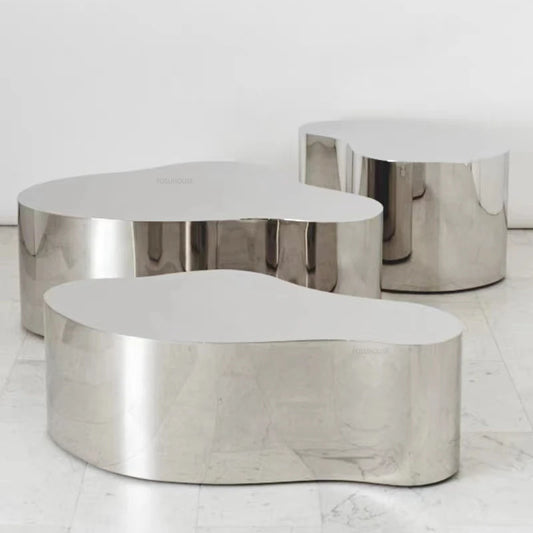 Stainless Steel Mirror Coffee Tables Luxury Living Room Furniture Nordic Designer Corner Table Home Sofa Side Table Decoration